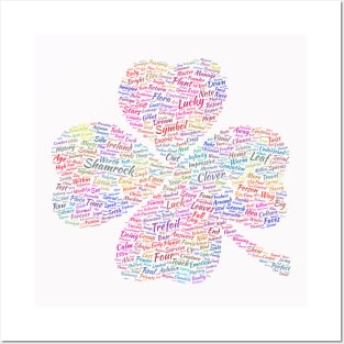 Shamrock Leaf Silhouette Shape Text Word Cloud Posters and Art